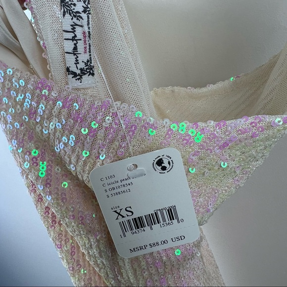 FREE PEOPLE Gold Rush Mini Dress in Icicle Pearl - Picture 7 of 7